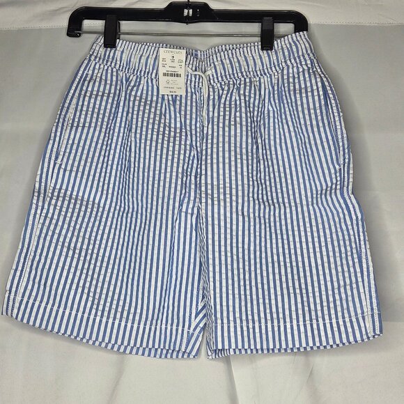 J. Crew Crewcuts Boys Size 16 Blue and White Striped Seersucker Swim Trunks - Picture 2 of 4